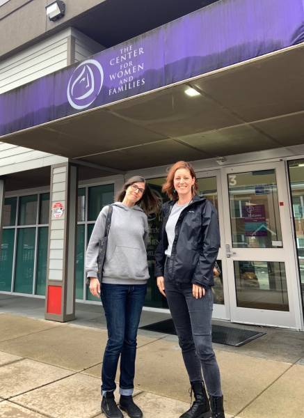 Women in front of The Center for Women and Families